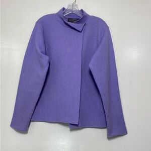 Herman Geist,100% Wool Sweater, Cardigan Jacket Women, Size XL purple,